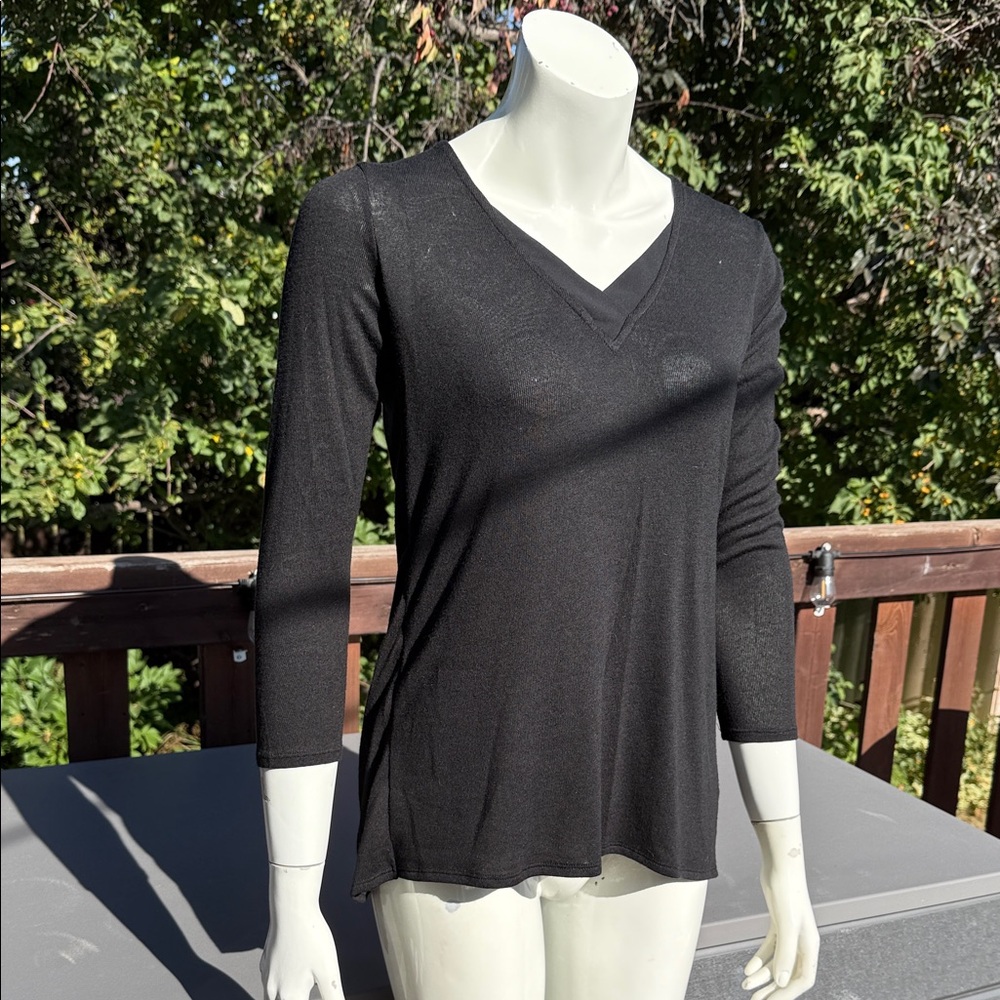 Halston Heritage Black V-Neck Blouse with v-back NWT
